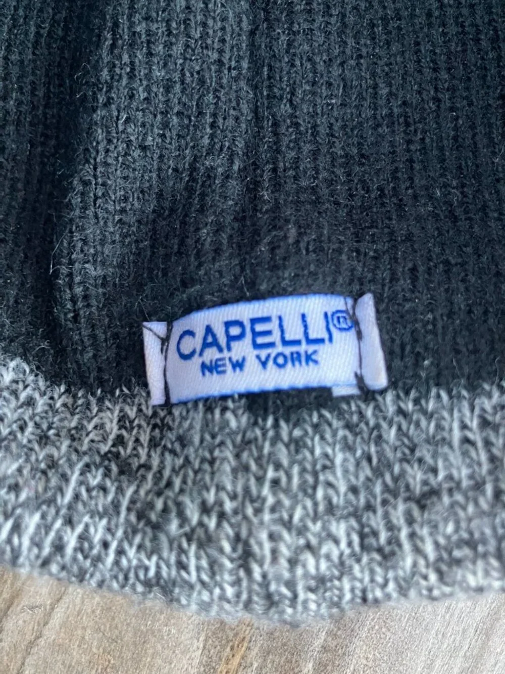 Capelli New York Youth Beanie Hat Blue Black Gray Pom Pom